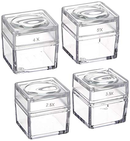SE MB2345-4 Snap-On Magnifier Cubes with Interchangeable Lids (Set of 4)