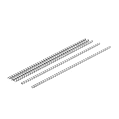 uxcell M4 x 150mm 304 Stainless Steel Fully Threaded Rod Bar Studs Silver Tone 5 Pcs