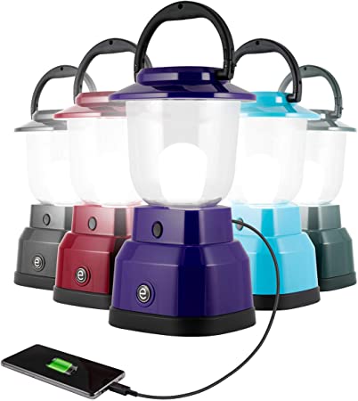 Enbrighten LED Camping Lantern, Battery Powered, USB Charging, 800 Lumens, 200 Hour Runtime, Carabiner Handle, Hiking Gear, Emergency Light, Blackout, Storm, Hurricane, Purple, 49552