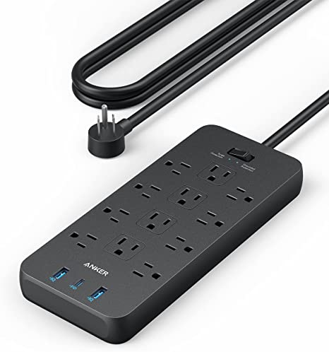 Anker Power Strip Surge Protector (2100J), 12 Outlets with 2 USB A and 1 USB C Port for Multiple Devices, 5ft Extension Cord, 20W Power Delivery Charging for Home, Office, Dorm Essential, TUV Listed