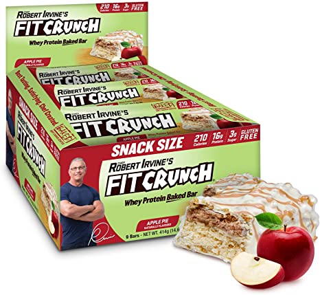 Fit Crunch Apple Pie Protein Bar, High Protein, Just 3g of Sugar, Gluten Free (9 Count, Apple Pie)