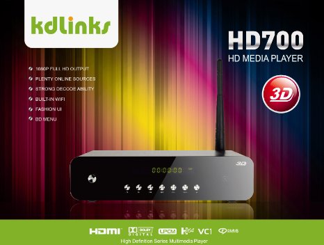 New Arrival! KDLINKS HD700 Extreme FULL HD 1080P 3D Media Player with Gigabit Network, Built-In Wifi, 7.1 HD-Audio, Youtube & Full ISO/VOB Support (Realtek 1186 3D)