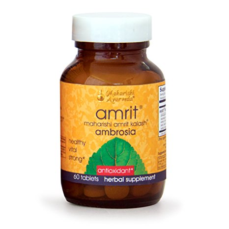 Amrit Kalash Ambrosia | 60 Herbal Tablets - 500 mg ea. | Full-Spectrum Natural Antioxidant Herbal Supplement | Powerful Support for Brain, Nerve & Immunity Health | Proven Chemotoxicity Support