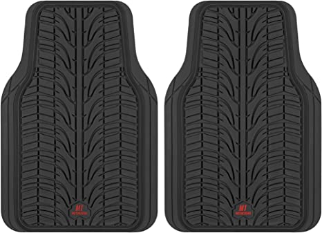 Motor Trend Grand Prix Tire Tread Rubber Car Floor Mats for Autos SUV Truck & Van - All-Weather Waterproof Protection Front Seat Liners, Trim to Fit Most Vehicles