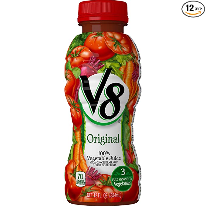 V8 Original 100% Vegetable Juice, 12 oz. Bottle (Pack of 12)