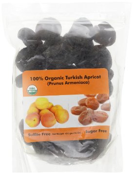 Indus Organic Turkish Jumbo Dried Apricots, 1 Lb, Sulfite Free, No Added Sugar, Freshly Packed, Premium Grade