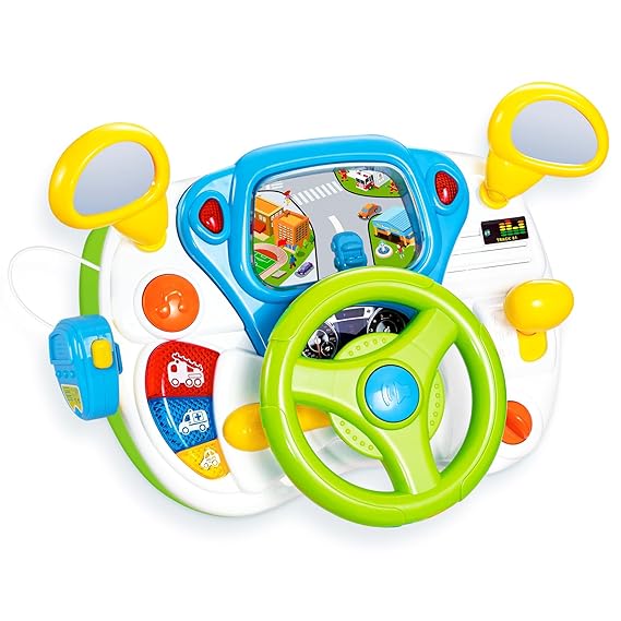 AMOSTING Steering Wheel Toys for Toddler Boys Girlsï¼Å’Interactive & Learning Baby Car Seat Toys for Infant Preschool Kids