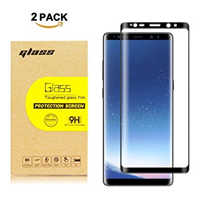 Galaxy NOTE8 Glass Screen Protector,DEEPCOMP[2Pack] Highest Quality Premium Tempered Glass Anti-Scratch,3D Curved,100% Touch Sensitivity,HD Clear,Scratch Resistant,Bubble Free(Black)