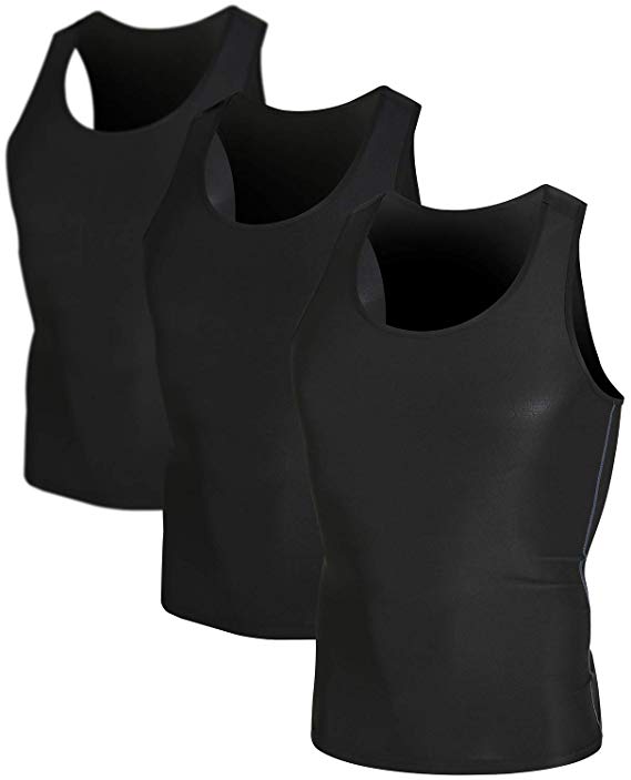 DEVOPS Men's 3 Pack Sleeveless Athletic Cool Dry Compression Muscle Tank Top