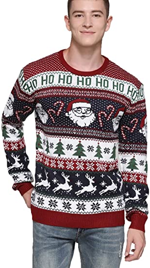 Daisyboutique Men's Christmas Rudolph Reindeer Holiday Sweater Cardigan Cute Ugly Pullover