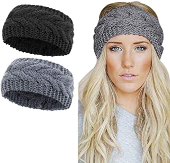 KQueenStar Womens Winter Knitted Headband - Soft Crochet Bow Twist Hair Band Turban Headwrap Hat Cap Ear Warmer