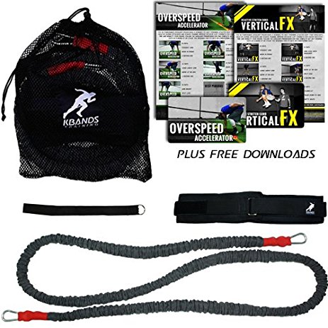 Kbands Training Acceleration Speed Reactive Stretch Cord - Adjustable Belt, Anchor Strap and Dual Resistance Cord