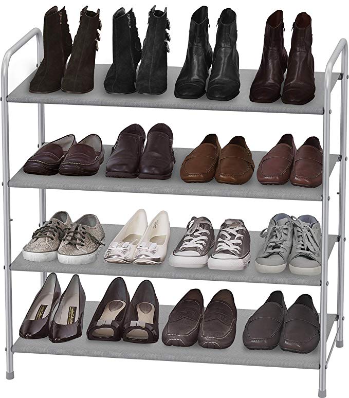 Simple Houseware 4-Tier Shoe Rack Storage Organizer, Grey