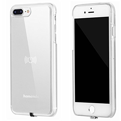 Wireless Receiver Case for iPhone 7 Plus, hanende Qi Wireless Charging Case with Flexible Lightning Connector (Silver)