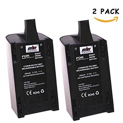 2 Pcs 2500mAh 11.1V High Capacity Upgrade Rechargeable Battery Pack Replacement Extended flight times for Parrot Bebop Drone 3.0 Quadcopter Parts