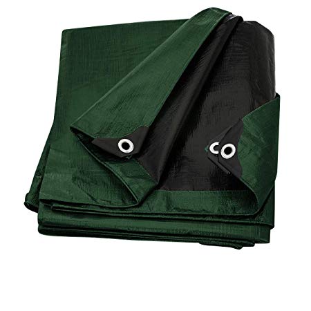 Tarp Cover Green/Black Waterproof 10X10 Great for Tarpaulin Canopy Tent, Boat, RV Or Pool Cover!!! (Standard Poly Tarp 10X10')