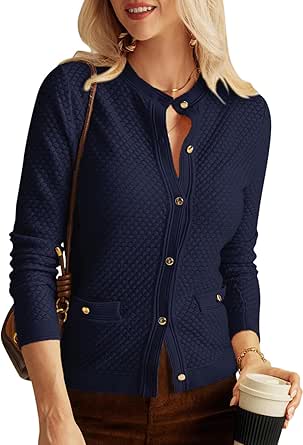 GRACE KARIN Womens 2024 Cardigan Sweaters Dressy Long Sleeve Button Down Sweater Jacket Open Front Sweater with Pockets