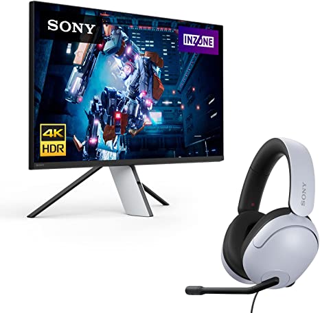 Sony 27” INZONE M9 4K HDR 144Hz Gaming Monitor with Full Array Local Dimming and NVIDIA G-SYNC (2022) w/INZONE H3 Wired Gaming Headset, Over-Ear Headphones with 360 Spatial Sound, MDR-G300