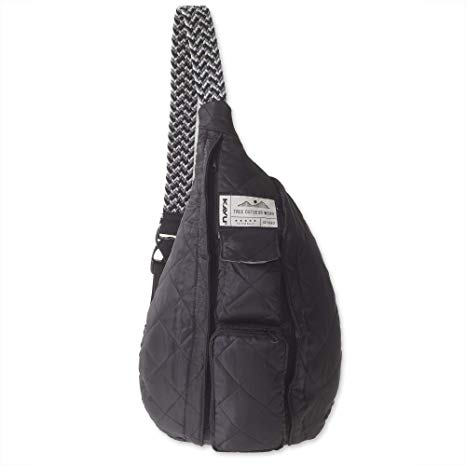 KAVU Rope Puff Bag Sling Crossbody Backpack Travel Quilted Purse - Black