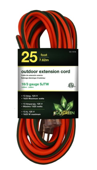 GoGreen Power GG-13725 - 16/3 25' SJTW Outdoor Extension Cord - Lighted End