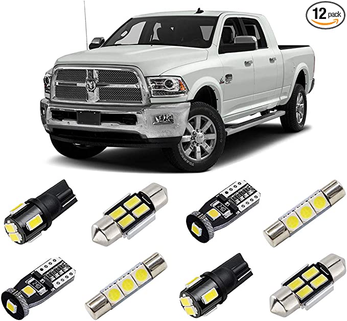 BRISHINE White Interior LED Lights Kit for Dodge Ram 2009 2010 2011 2012 2013 2014 2015 2016 2017 2018 Super Bright 6000K LED Interior Light Bulbs Package   License Plate Lights and Install Tool