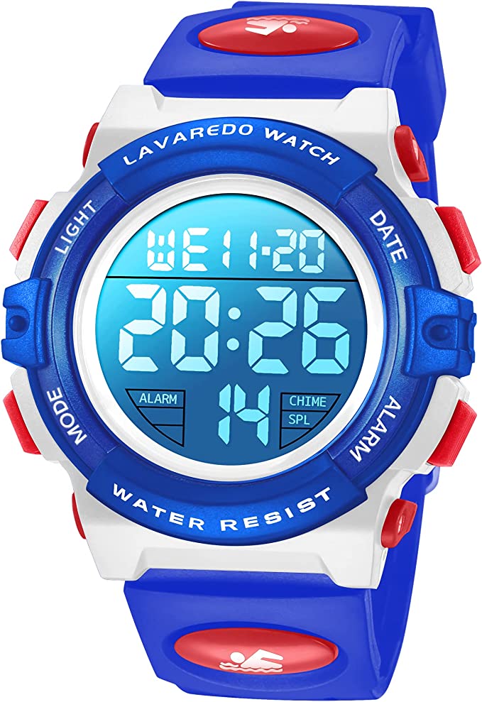 Kids Watch,Boys Watch for 3-15 Year Old Boys,Digital Sport Outdoor Multifunctional Chronograph LED 50 M Waterproof Alarm Calendar Analog Watch for Children with Silicone Band