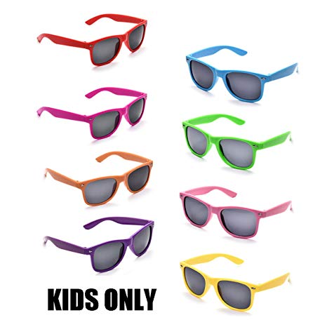Neon Colors Party Favor Supplies Unisex Sunglasses Pack of 8 for Kids (8 Pack Mix)