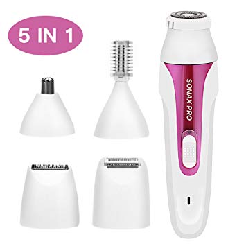 Lady Shaver Bikini Trimmer 5 in 1 Epilator USB Rechargeable Women Groomer Razor,Nose Hair Trimmer/Eyebrow Trimmer/Foil Shaver/Facial Body Trimmer Clippers for Female Underarm Arms Legs Armpit