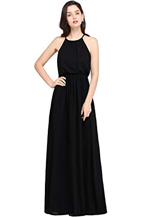 Babyonlinedress Halter Casual Maxi Dress Women's Chiffon Formal Evening Dress