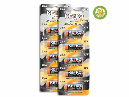 A23 Alkaline 12V Battery 23A  10-Pcs Pack Genuine KEYKO  JAPAN High Tech8482 for Remote controls  alarm  keyless entry  electronics and so more