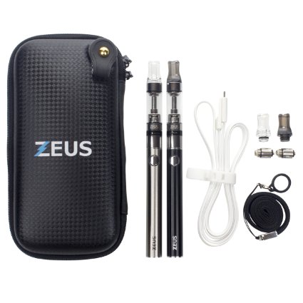 Premium Electronic Cigarette Starter Kit - Twin Vaping Pens with Long Life Rechargeable Batteries - inc. Extra Coils / Mouthpieces / Lanyard and Carry Case - Nicotine Free - Black & Silver