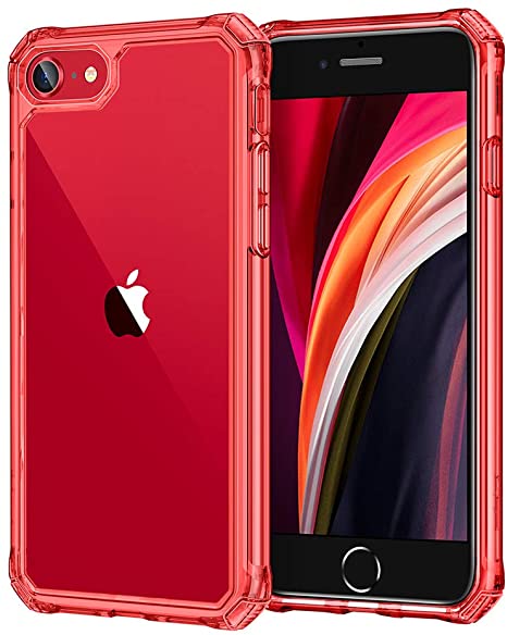 ESR Air Armor Designed for iPhone SE 2020 Case/iPhone 8 Case [Shock-Absorbing] [Scratch-Resistant] [Military Grade Protection] Hard Polycarbonate   Flexible Polymer Frame, for iPhone SE 2020/8, Red