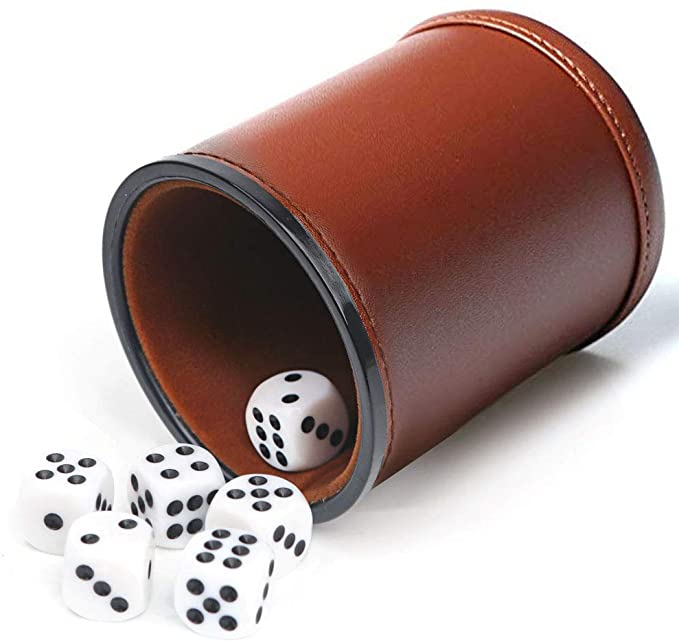 TUZAMA Felt Lined Professional Dice Cup - with 6 Dice Quiet for Yahtzee Game