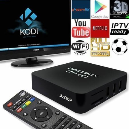 JUSTOP ® MXQ Quad Core Android TV Box 4.4 Kitkat KODI TV Box MXQ Full HD KODI XBMC Fully Loaded Internet Streamer Built-In 3D Engine 802.11n Wi-Fi (MX-Q)