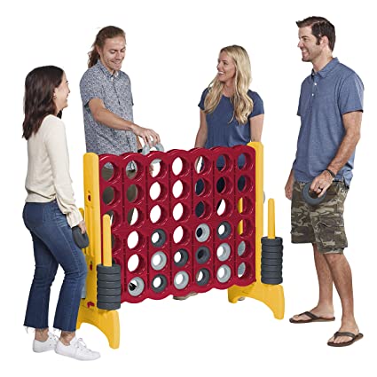ECR4Kids Jumbo 4-to-Score Giant Game Set - Oversized 4-in-A-Row Fun for Kids, Adults and Families - Indoors/Outdoor Yard Play - 4 Feet Tall - Cardinal and Gold