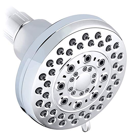 Albustar 5 Function Shower Head, High Pressure, 4'' Chrome Luxury Showerhead, Massage Shower Experience, Wall-Mounted