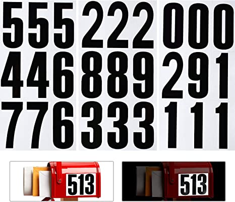 54 Pieces Reflective Mailbox Number Sticker Waterproof 0-9 Number Decal Stickers Self-Adhesive Vinyl Numbers Sticker for Mailbox, Sign, Window, Door, Car, Truck, Home, Business Address Number (3 Inch)