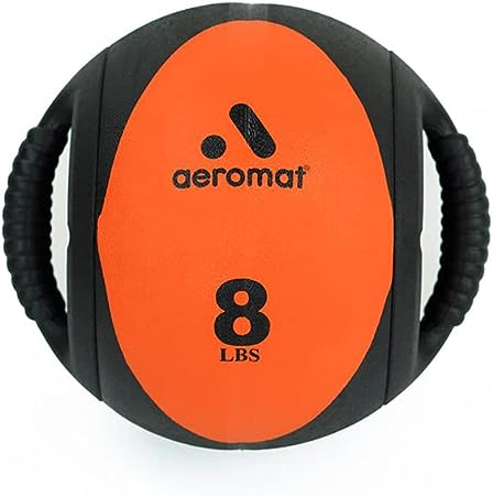 Aeromat Dual Grip Power Medicine Balls for Abdominal Training and Rotational Movements - 9" Diameter - Weights Color-Coded