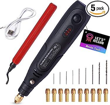 LET'S RESIN Cordless Resin Drill, 3-speed Adjustment & Rechargeable Resin Jewelry Drill with Deburring Tool, 19Pcs Accessories, Strong Power Cordless Rotary Tool for Keychain Molds, Jewelry Making