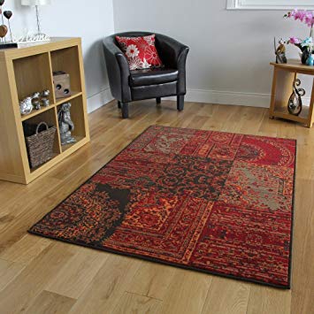 Milan Red, Brown, Orange & Grey Traditional Rug 1572-S52-8 Sizes