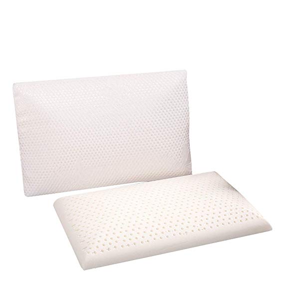 Slim Sleeper - Natural Latex Foam Pillow, Thin, Ventilated, Low Profile for Neck Pain relief, Neck Support, Orthopaedic, Anti-mite, Breathable, Anti-bacterial (rose white,23X15X3inch. 60X40X7cm)