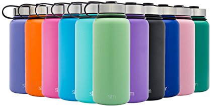 Simple Modern Summit Water Bottle   Extra Lid - Vacuum Insulated Stainless Steel Wide Mouth Hydro Travel Mug - Powder Coated Double-Walled Flask