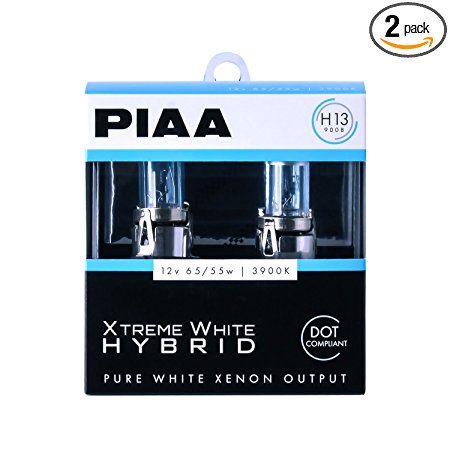 PIAA 23-10113 Xtreme White Hybrid H13 Bulb (3900K - 12V 65/55W), 2 Pack