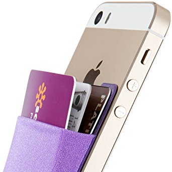 Card Holder, Sinjimoru Ultra-slim Adhesive Wallet iPhone credit card holder, iPhone case with a card holder, Credit Card Wallet, Card Case and Money Clip. For Android, Sinji Pouch Basic 2, Violet