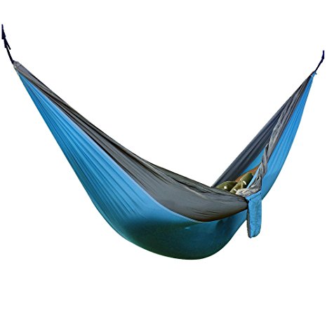 Travel Camping Hammock Portable Parachute Nylon Fabric for Hiking, Boating, Sleeping, Backpacking, Climbing