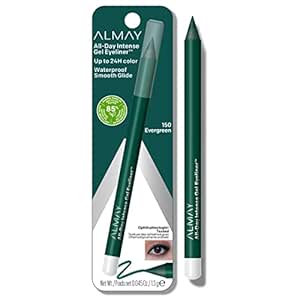 Almay Gel Eyeliner, Waterproof, Fade-Proof Eye Makeup, Easy-to-Sharpen Liner Pencil, 150 Evergreen, 0.045Oz