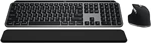 Logitech MX Keys S Combo for Mac, Wireless Keyboard and Mouse with Palm Rest, Backlit Keyboard, Fast Scroll Wireless Mouse, Bluetooth USB C for MacBook Pro, Macbook Air, iMac, iPad - Space Grey