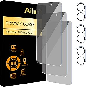 Ailun 3 Pack Privacy Screen Protector for iPhone 16 [6.1 inch]   3 Pack Camera Lens Protector, Anti Spy Private Tempered Glass Film, Case Friendly, [9H Hardness] - HD [6 Pack]