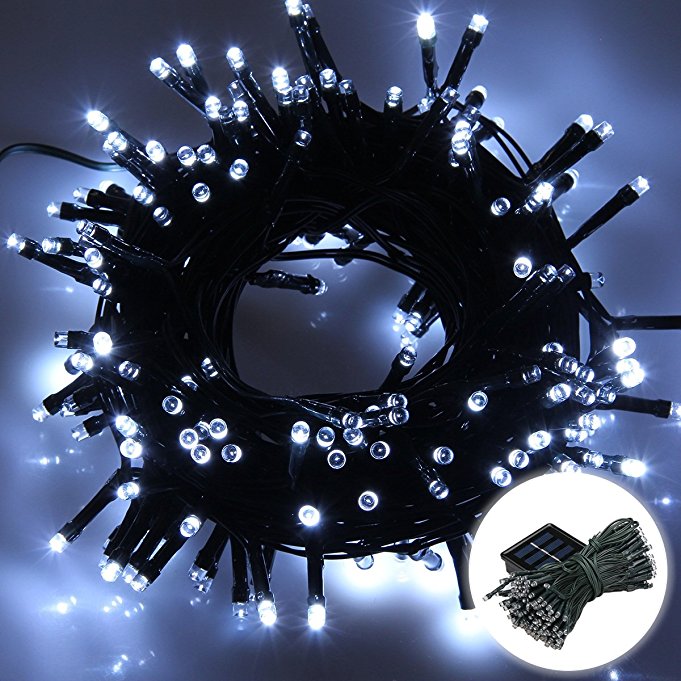 Excelvan 22M Solar String Lights,200 LED Light-Sensitive Starry Fairy lights Ambiance Lighting for Outdoor Decorations,Home,Patio,Garden,Landscape,Christmas Party,Xmas Tree,Waterproof,White