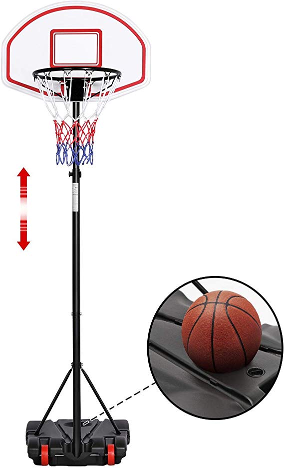 Yaheetech Portable Basketball Hoop Stand Backboard System Height Adjustable 5.2-7 ft Kids Basketball Goal Indoor Outdoor with Wheels